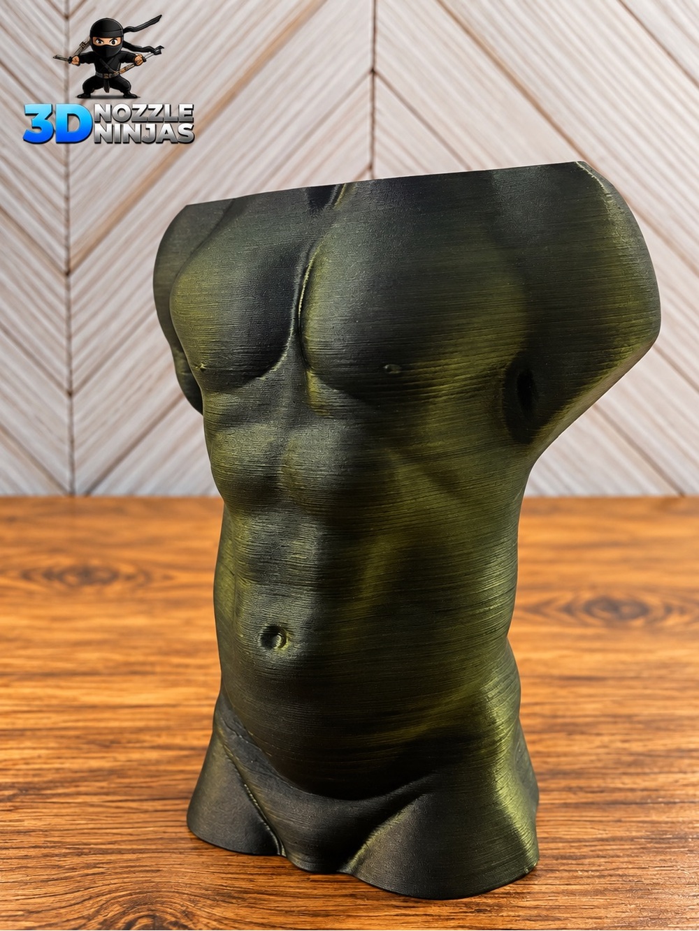 3D Handcrafted Designed 4.5” Man Chest Pen Makeup Brush Holder Decor
